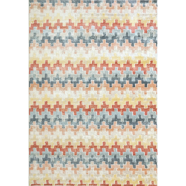 Corrigan Studio® Pridbjorn Chevron Red/Blue/Yellow Area Rug & Reviews